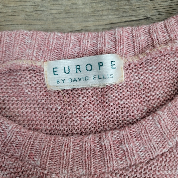 Vintage Europe by David Wells Knit Sweater Pink Christmas Holiday Sequin Teddy M - Picture 4 of 8